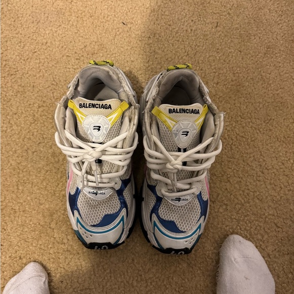 Balenciaga Kids White and Blue Sneakers